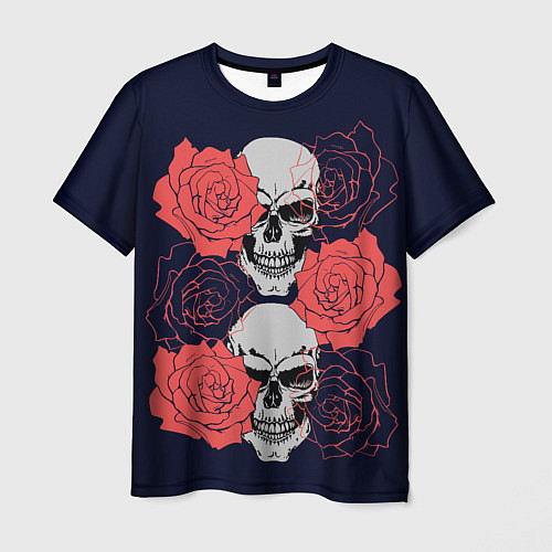 Мужская футболка Rose Skull / 3D-принт – фото 1