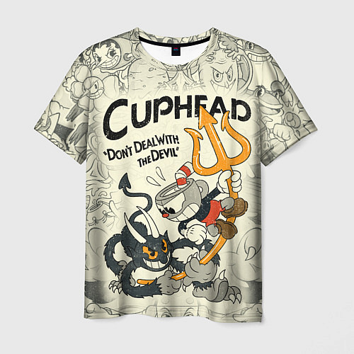 Мужская футболка Cuphead and Devil / 3D-принт – фото 1