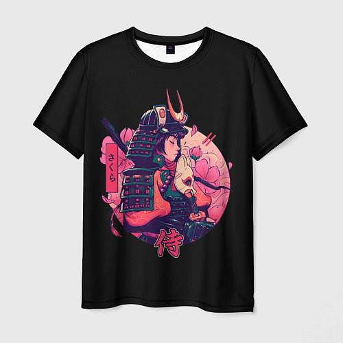 Мужская футболка Вишневый Самурай / 3D-принт – фото 1