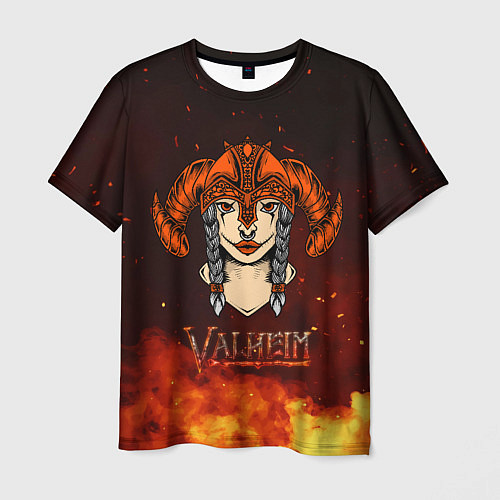 Мужская футболка Valheim девушка воин / 3D-принт – фото 1