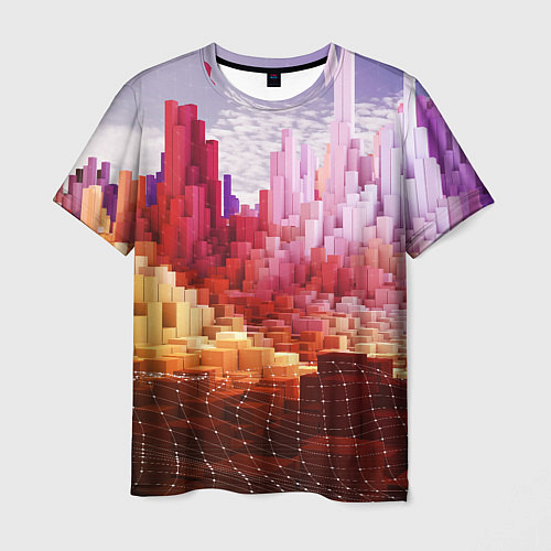 Мужская футболка Симуляция города / 3D-принт – фото 1