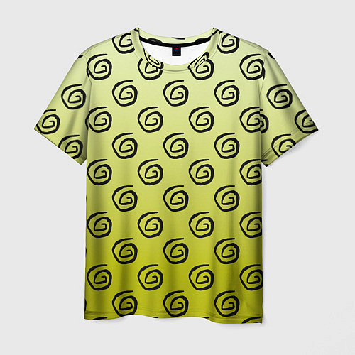 Мужская футболка Узор спиральки на желтом фоне / 3D-принт – фото 1