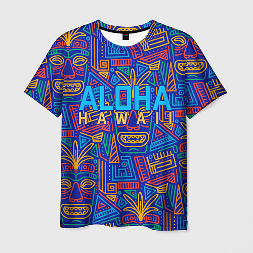 Мужская футболка ALOHA HAWAII АЛОХА ГАВАЙИ / 3D-принт – фото 1