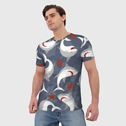 Футболка мужская Акулы, цвет: 3D-принт — фото 2
