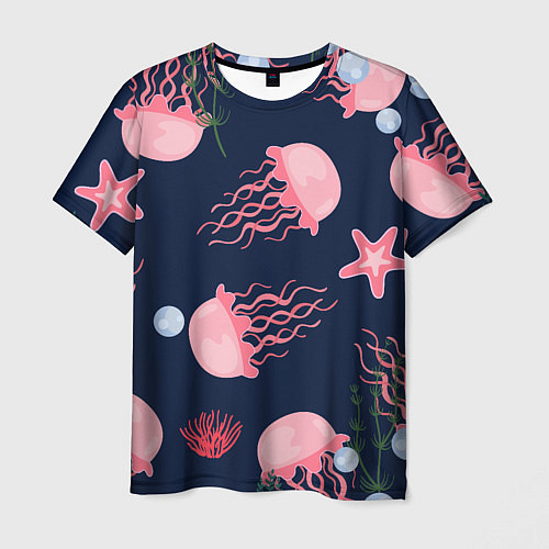 Мужская футболка Розовые медузы / 3D-принт – фото 1