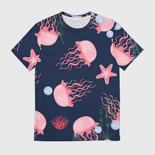 Мужская футболка Розовые медузы / 3D-принт – фото 1