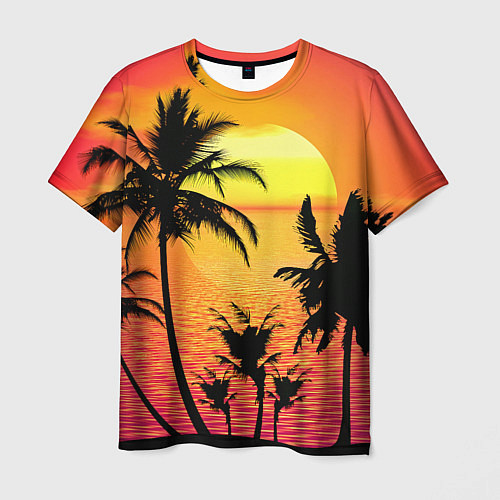 Мужская футболка Прибрежный закат / 3D-принт – фото 1