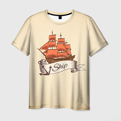 Мужская футболка Корабль Ship / 3D-принт – фото 1