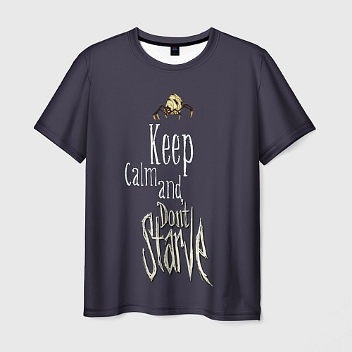 Мужская футболка Keep clam and dont starve / 3D-принт – фото 1