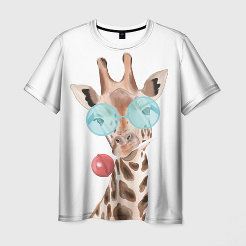 Мужская футболка Жираф в очках / 3D-принт – фото 1