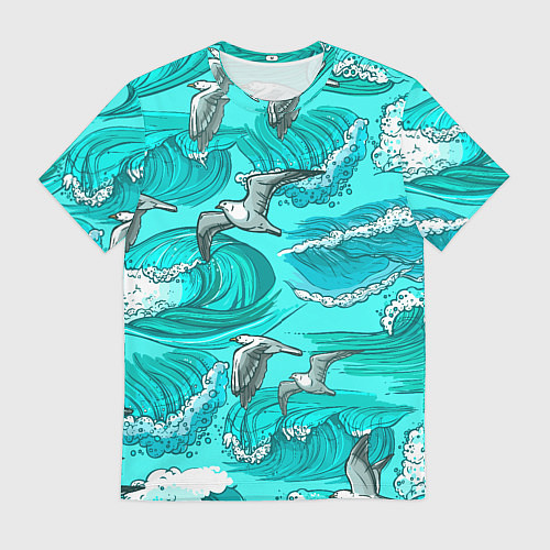 Мужская футболка Чайки в море / 3D-принт – фото 1