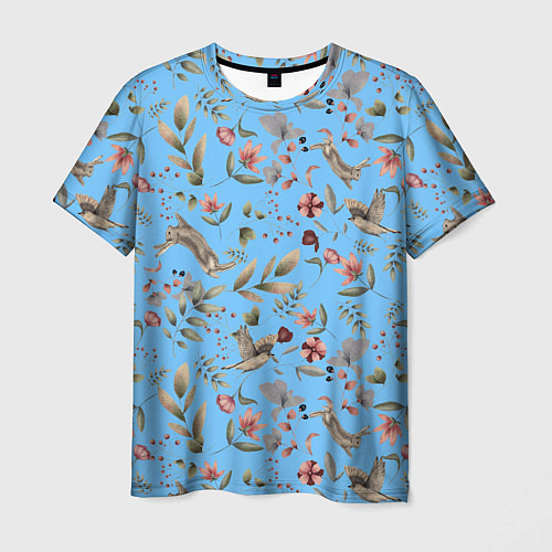 Мужская футболка Кролик и Синичка / 3D-принт – фото 1