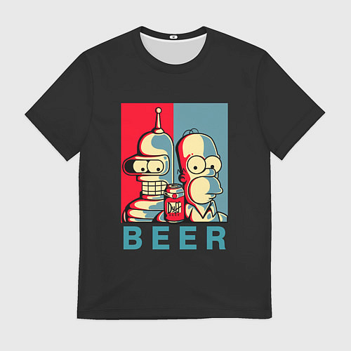 Мужская футболка Гомер х Бендер / 3D-принт – фото 1