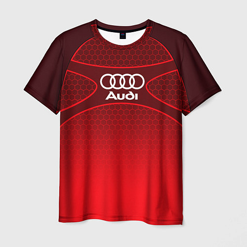Мужская футболка AUDI красная сетка / 3D-принт – фото 1