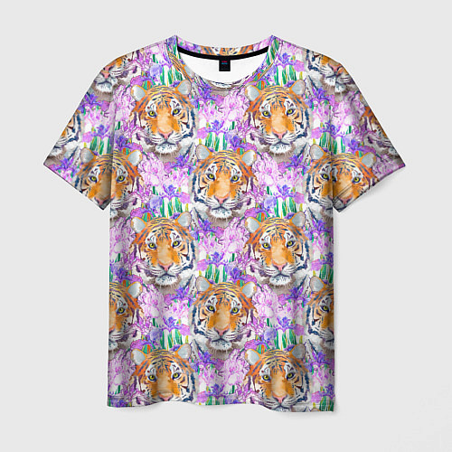 Мужская футболка Тигр в цветах / 3D-принт – фото 1