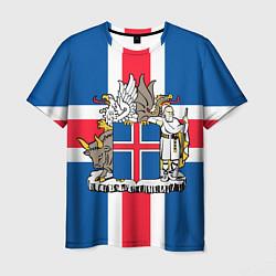 Футболка мужская Флаг и Герб Исландии, цвет: 3D-принт