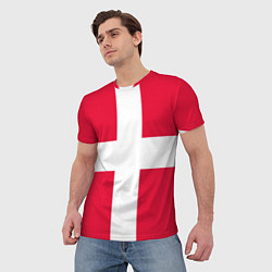 Футболка мужская Дания Флаг Дании, цвет: 3D-принт — фото 2