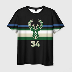 Футболка мужская Milwaukee Bucks форма Яннис Адетокумбо, цвет: 3D-принт