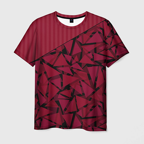 Мужская футболка Красный комбинированный узор / 3D-принт – фото 1