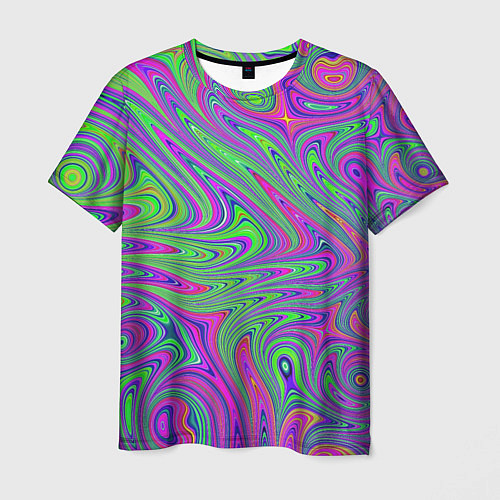 Мужская футболка Неоновый абстрактный узор / 3D-принт – фото 1