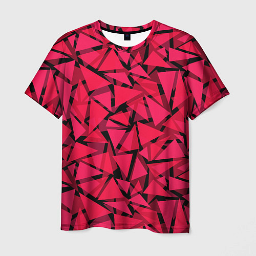 Мужская футболка Красно-черный полигональный / 3D-принт – фото 1