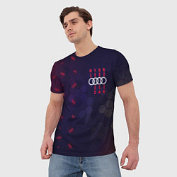 Футболка мужская Audi - Gearbox - Hexagon Pattern, цвет: 3D-принт — фото 2
