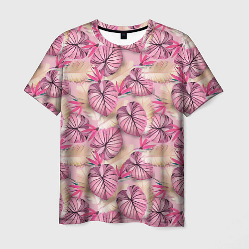 Мужская футболка Розовый тропический узор / 3D-принт – фото 1