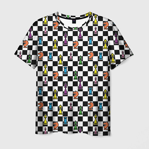 Мужская футболка Яркая шахматная доска / 3D-принт – фото 1