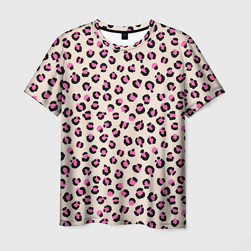 Мужская футболка Леопардовый принт розовый / 3D-принт – фото 1