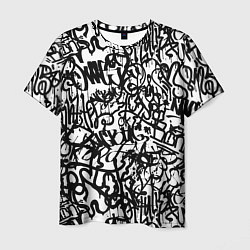Футболка мужская Graffiti black on white, цвет: 3D-принт