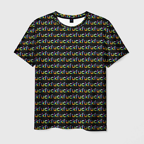 Мужская футболка Fuck паттерн темный / 3D-принт – фото 1