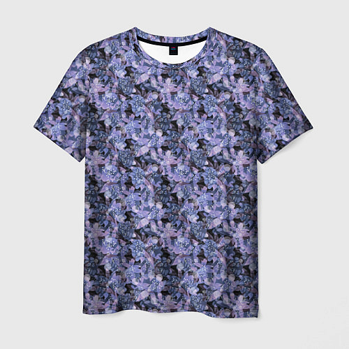 Мужская футболка Сине-фиолетовый цветочный узор / 3D-принт – фото 1