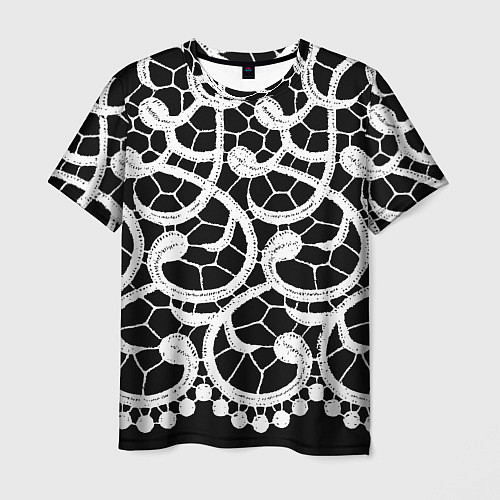 Мужская футболка Черно-белое кружево / 3D-принт – фото 1