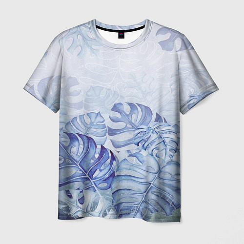 Мужская футболка Синие листья / 3D-принт – фото 1