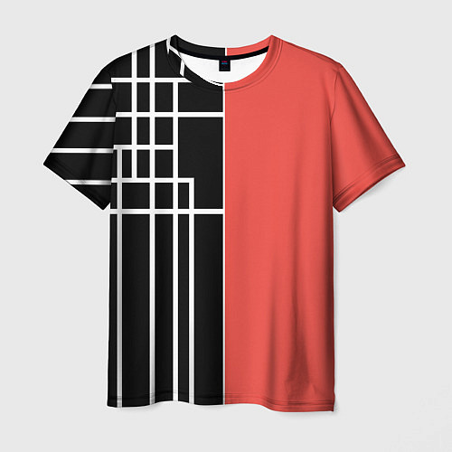 Мужская футболка Черный и коралловый арт деко / 3D-принт – фото 1