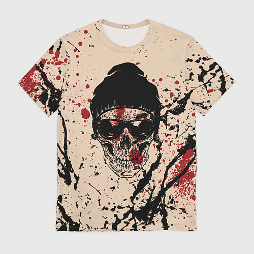 Мужская футболка Череп Хипстер Брызги Краски / 3D-принт – фото 1