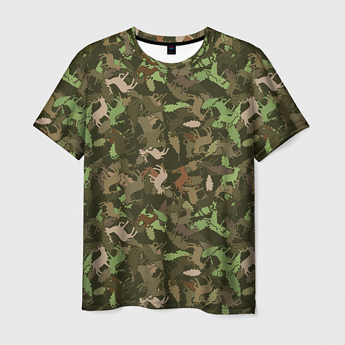 Мужская футболка Лоси в дубовом лесу / 3D-принт – фото 1