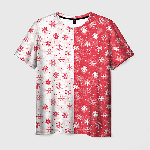 Мужская футболка Снежинки - новогодние узоры / 3D-принт – фото 1
