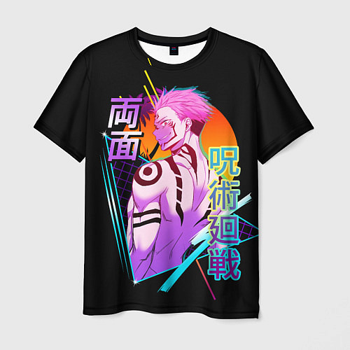 Мужская футболка Jujutsu Kaisen , Сукуна неон / 3D-принт – фото 1