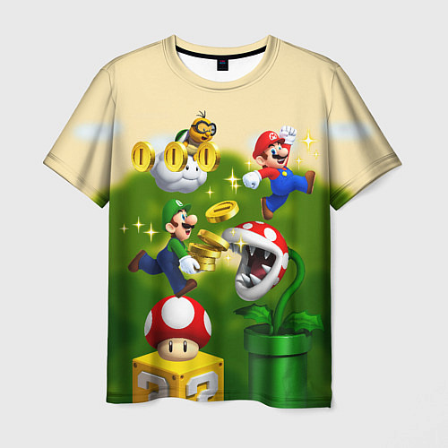 Мужская футболка Mario Coins / 3D-принт – фото 1