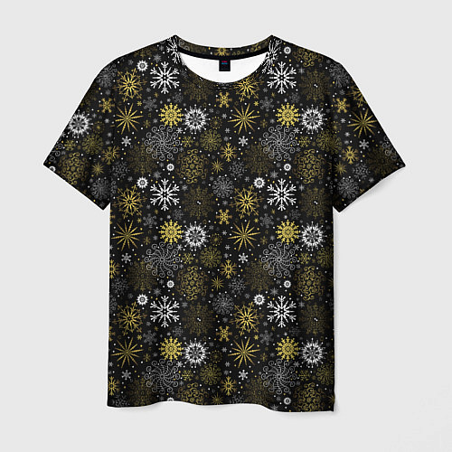 Мужская футболка Зимние Узоры золотые / 3D-принт – фото 1