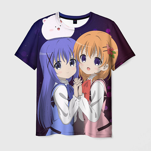 Мужская футболка Gochuumon wa Usagi Desu ka? Cocoa, Chino & Tippi / 3D-принт – фото 1