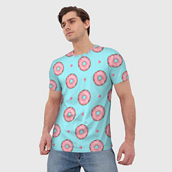 Футболка мужская Розовые пончики, цвет: 3D-принт — фото 2