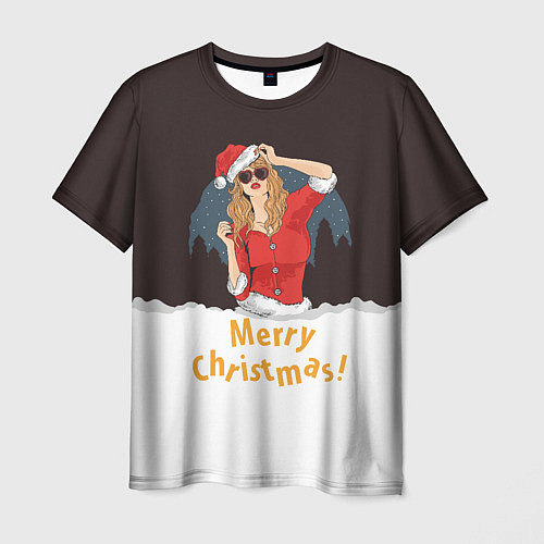 Мужская футболка Снегурка Merry Christmas / 3D-принт – фото 1