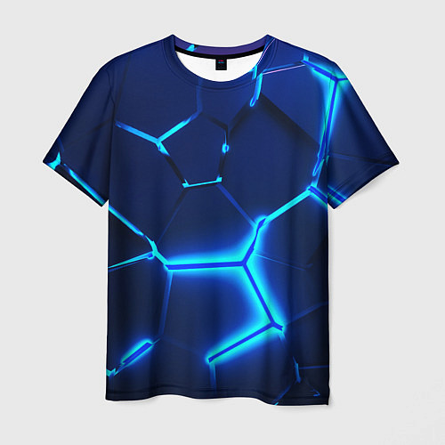 Мужская футболка 3D ПЛИТЫ NEON STEEL НЕОНОВЫЕ ПЛИТЫ / 3D-принт – фото 1