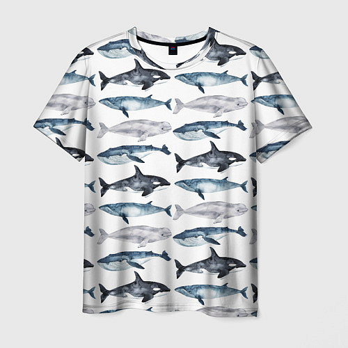 Мужская футболка Принт с китами / 3D-принт – фото 1