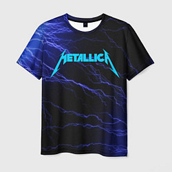 Футболка мужская METALLICA BLUE FLASH МЕТАЛЛИКА СИНИЕ МОЛНИИ, цвет: 3D-принт