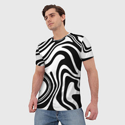 Футболка мужская Черно-белые полосы Black and white stripes, цвет: 3D-принт — фото 2