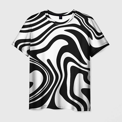 Мужская футболка Черно-белые полосы Black and white stripes / 3D-принт – фото 1