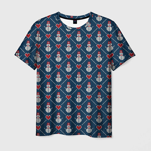 Мужская футболка Снеговики с Сердечками / 3D-принт – фото 1
